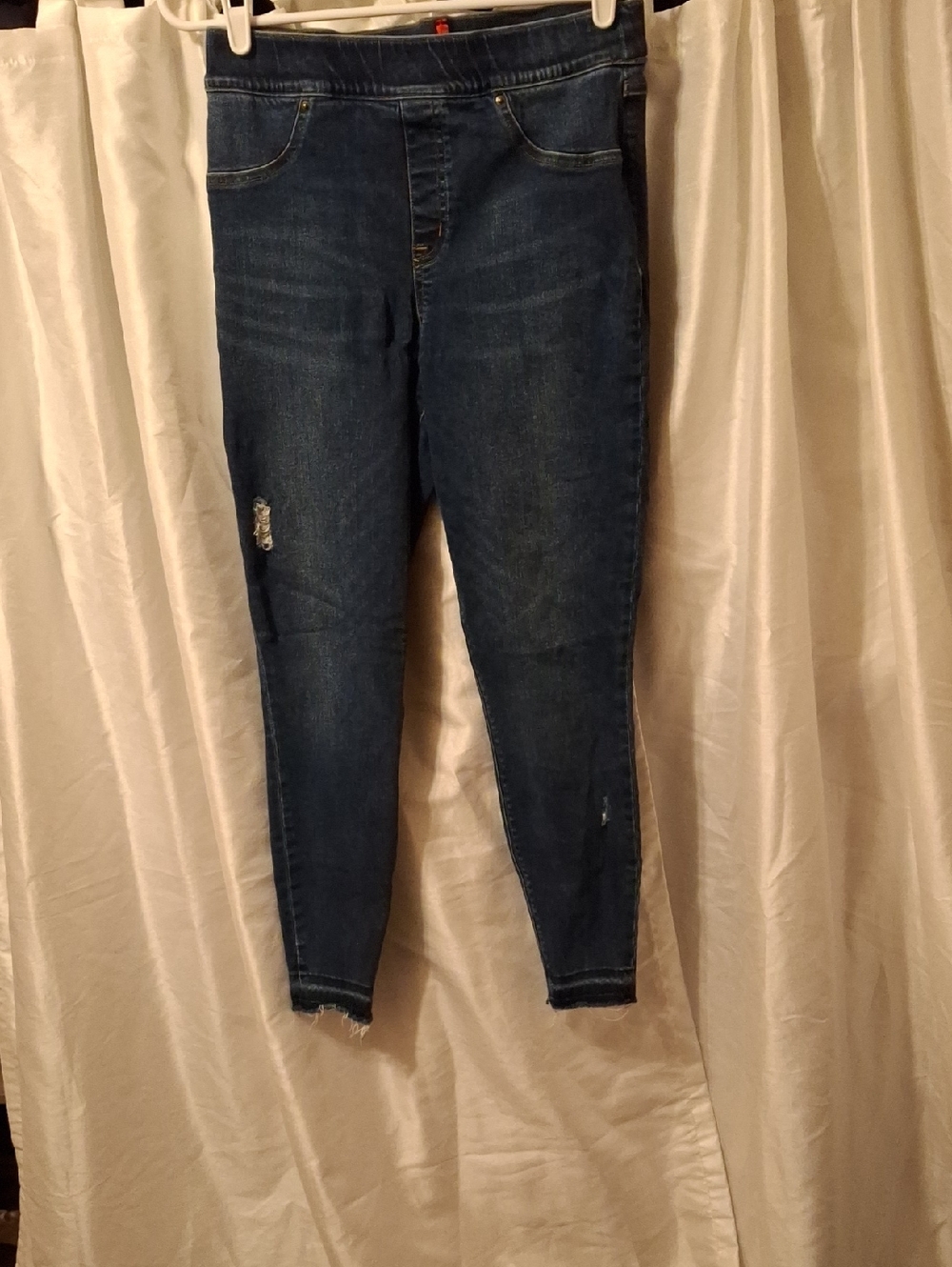 SPANX Indigo Skinny Jeans with Subtle Distress